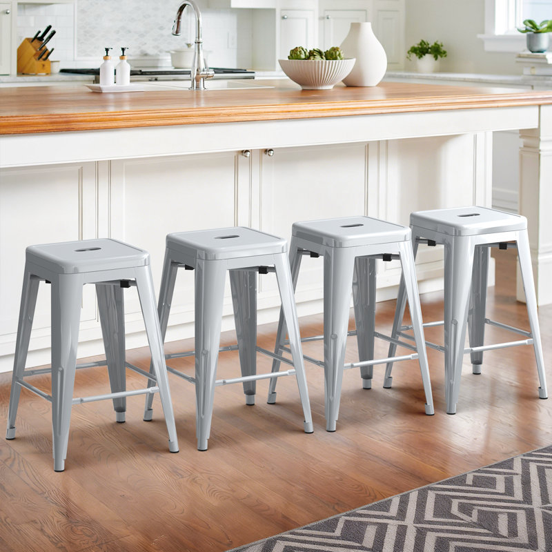Tabouret de bar 24 po Kohki, Blanc, Set of 4
