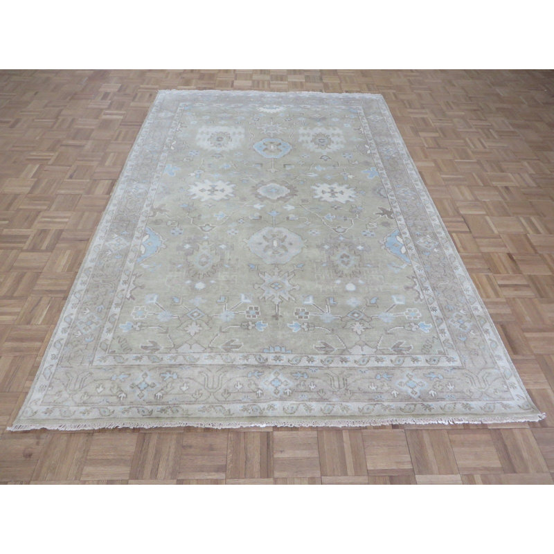 Tapis de zone en laine 6 pi x 9 pi noué la à la main one-of-kind Bludovice