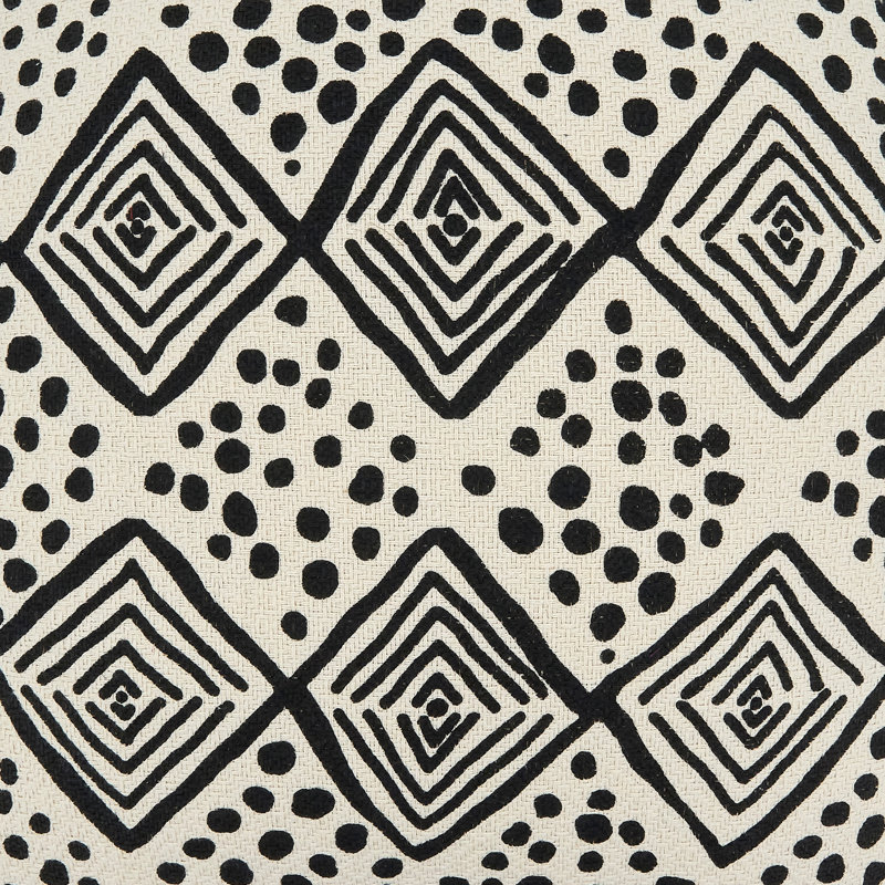 Oversized Mudcloth-Inspired Square Cotton Throw Pillow, Black/White