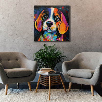 Toile épique Graffiti «Woof Beagle» par Rich Monet, 37 po x 37 po
