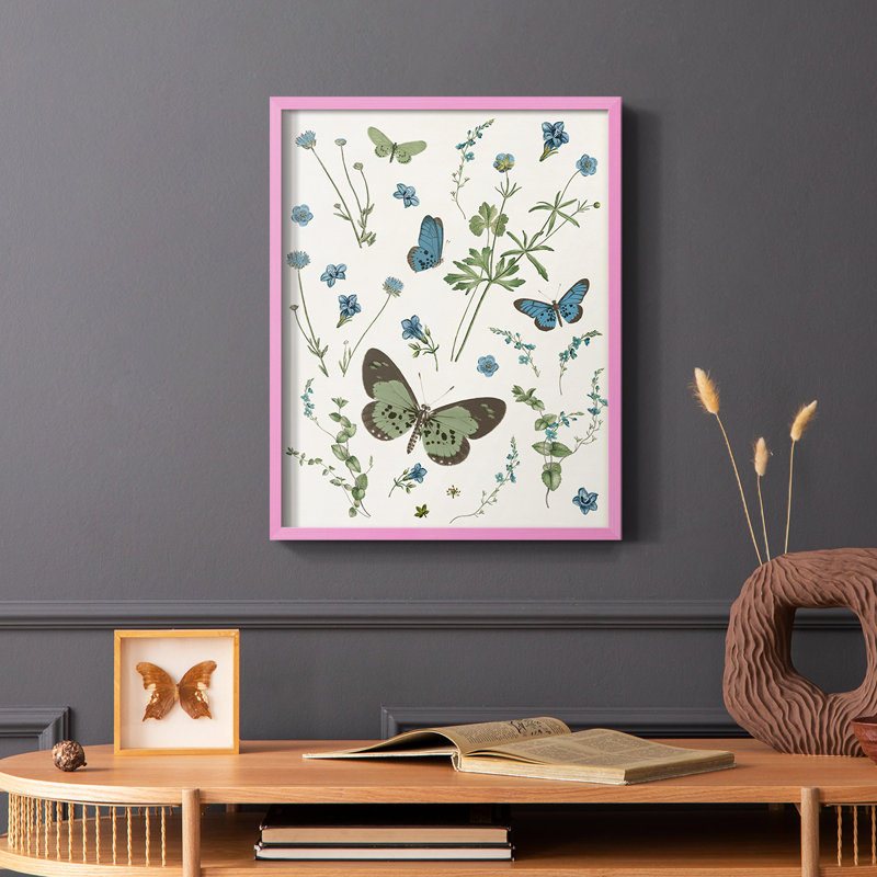 «Botanical Page II», reproduction encadrée - bois massif, Rose, H 10 po x l 8 po
