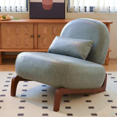 Fauteuil d'appoint mignon avec pieds, fauteuil de salon en similicuir avec coussin moelleux, fauteuil confortable pour chambre, fauteuil de lecture confortable sans accoudoirs pour appartement, salle d'attente, balcon, suite 2