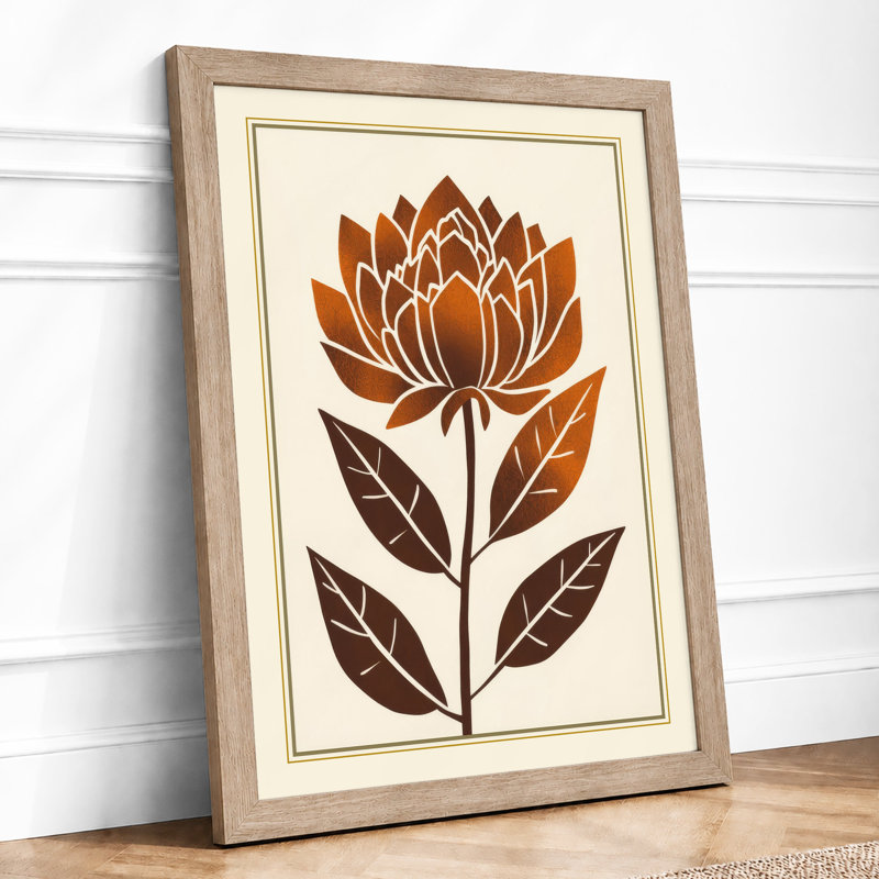 Lotus in Bloom Botanical - Framed Print, Oak, A3 - 42.0 x 29.7 cm