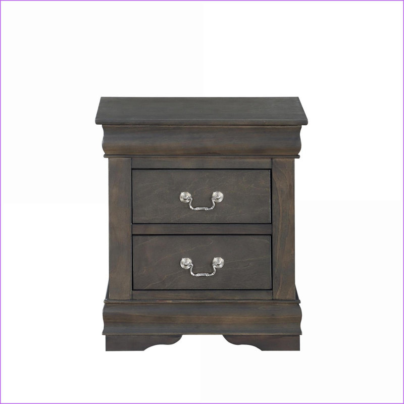 Table de chevet 2 tiroirs gris foncé