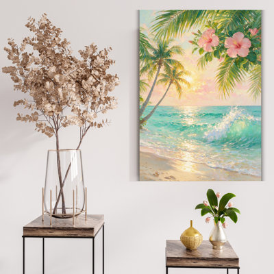 Beach Painting Tempered Glass Wall Art