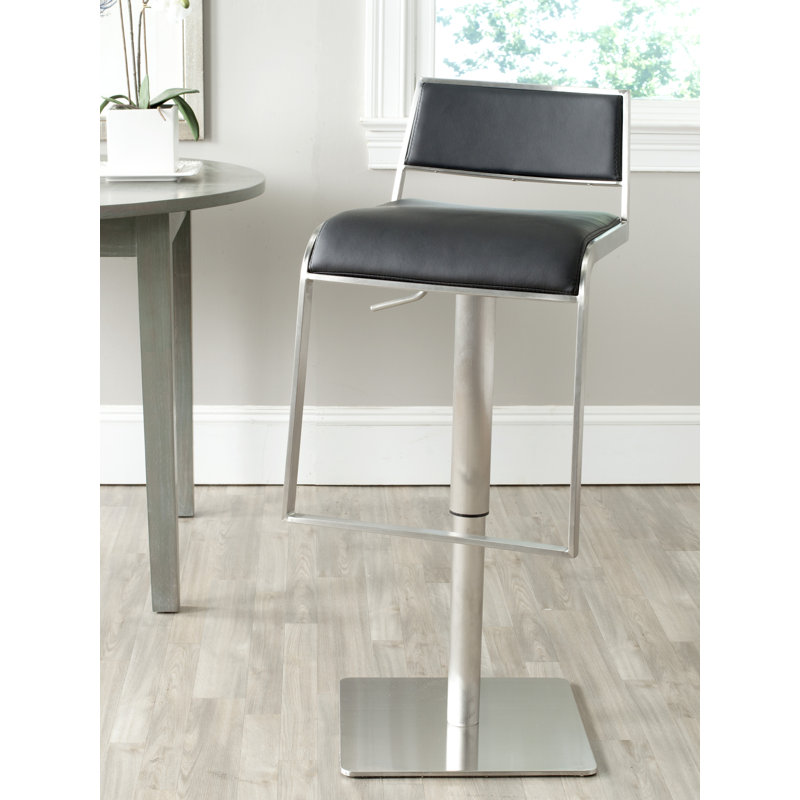 Koblick Swivel Upholstered Adjustable Height Counter Stool, Black