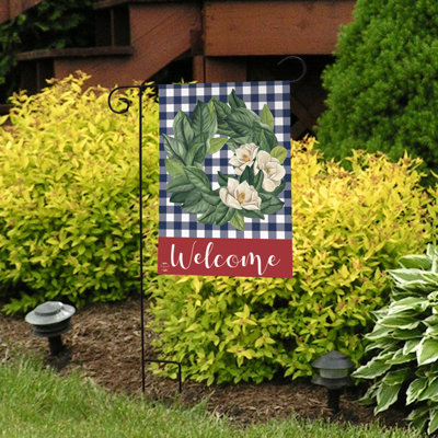 American Magnolia Wreath Patriotic Burlap Garden Flag