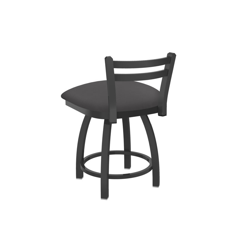 Jackie 18" Tall Metal Vanity Stool, Vinyl-Canter Storm, Pewter