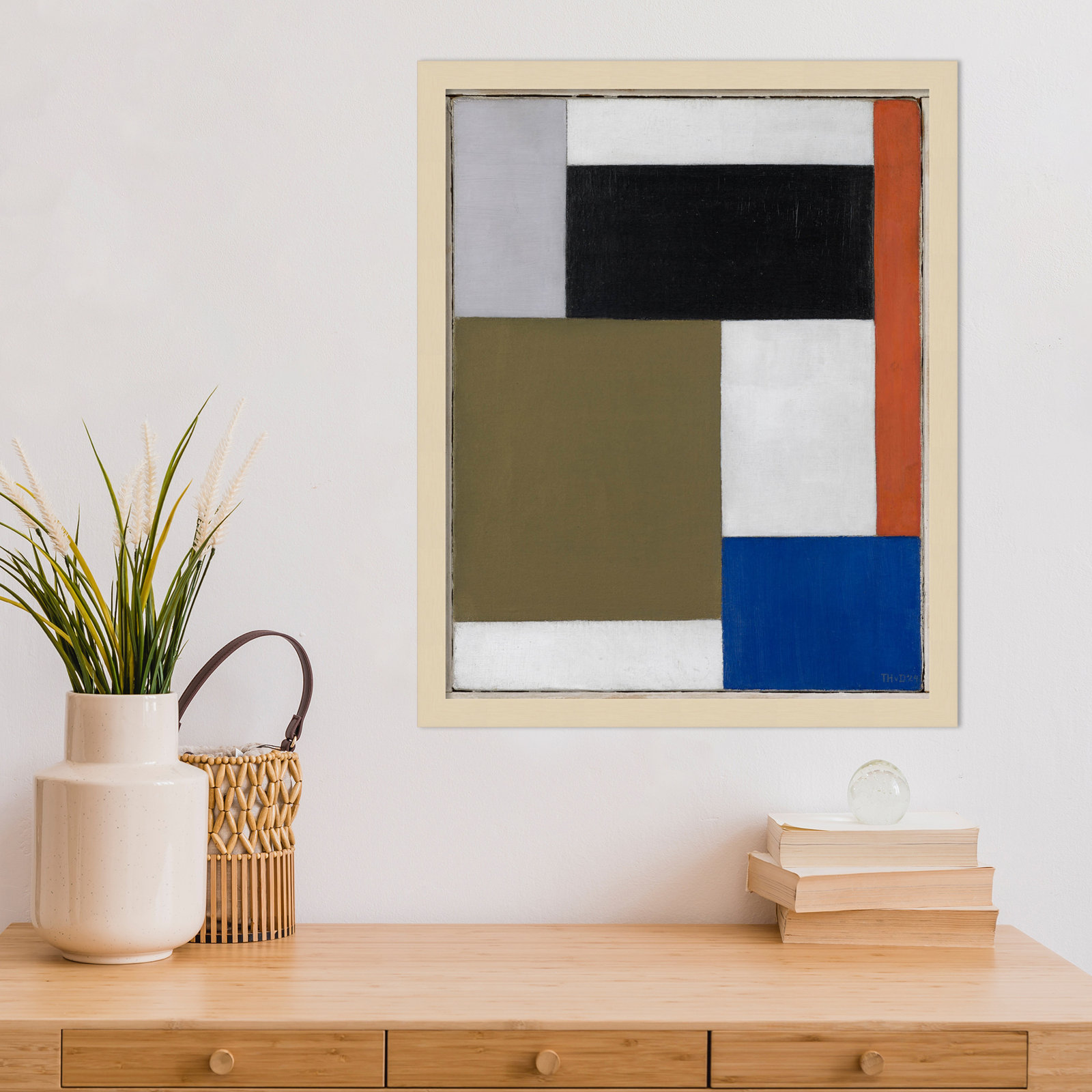 Composition by Theo Van Doesburg, 41" H x 33" W, Brown Paper Framed