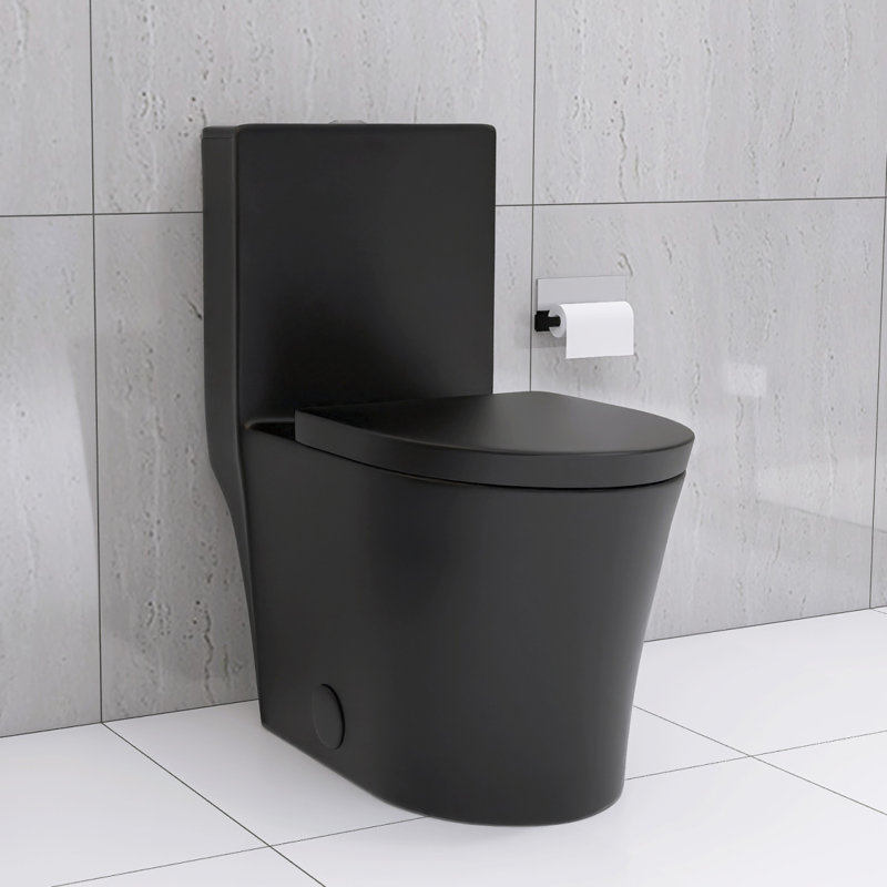 Elongated One Piece Toilet Dual Flush 1.1/1.6 GPF Water Saving Map 1000G, Matte Black