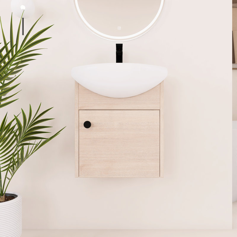 Petit meuble-lavabo mural 18 po avec lavabo en céramique 18 po