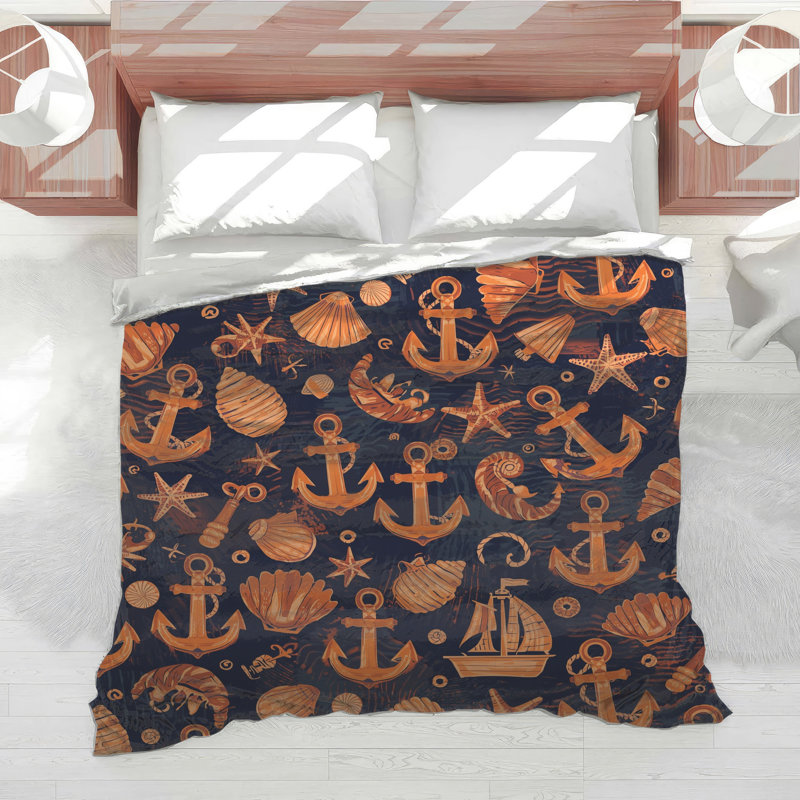 Édredon Nautical Anchors Shells, Simple extra long