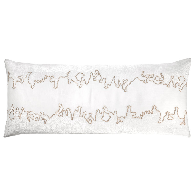 Ferns Floral Linen Throw Pillow, Latte, Rectangle 16" H x 36" W