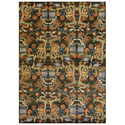 Tibetan Rugs By Bespoke One-of-a-Kind Rectangle 9'2" X 12'6" Area Rug Brown