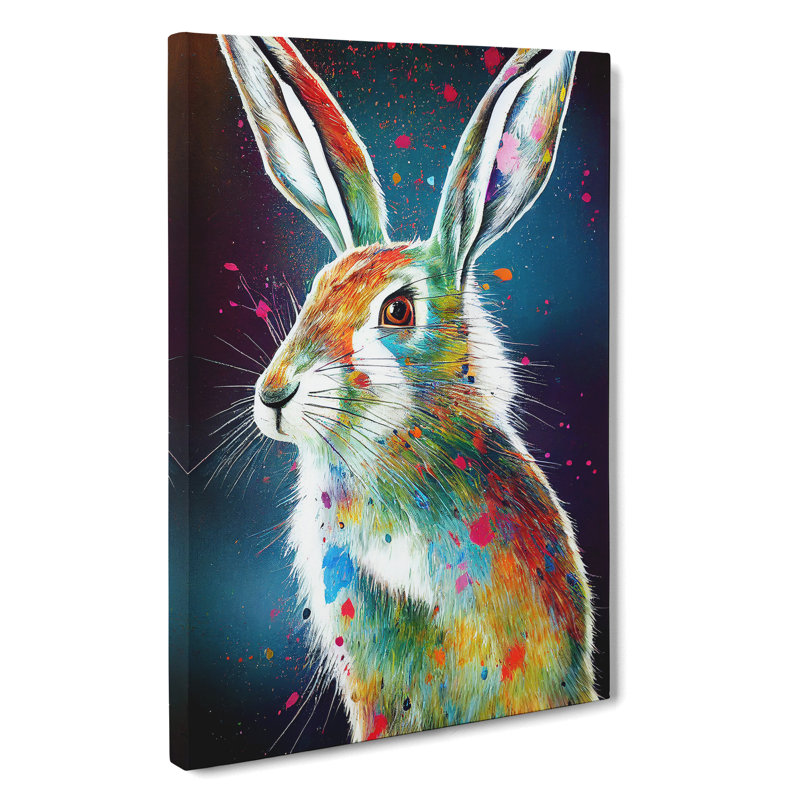 Painted Hare No.4 Abstract - Wrapped Canvas, 76cm H x 50cm W x 3cm D