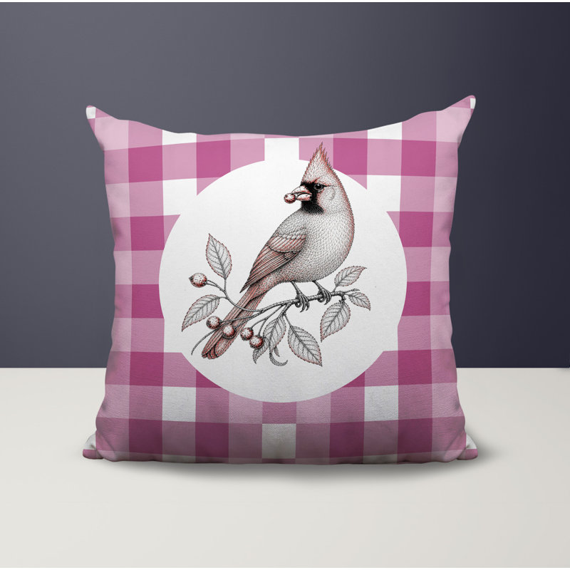 Oreiller réversible intérieur / extérieur Red Cardinal, 18 x 18, Magenta