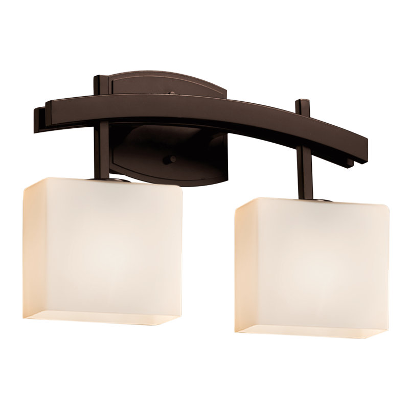 Éclairage de salle de bain à intensité variable 2 lumières Shmavon, Nickel brossé, Opale