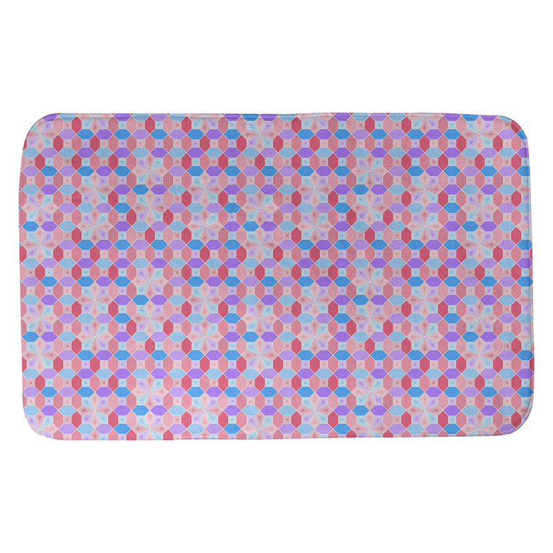 Tapis pour salle de bain en verre coloré Leffel, l 19 po x L 26 po, Rose / Bleu