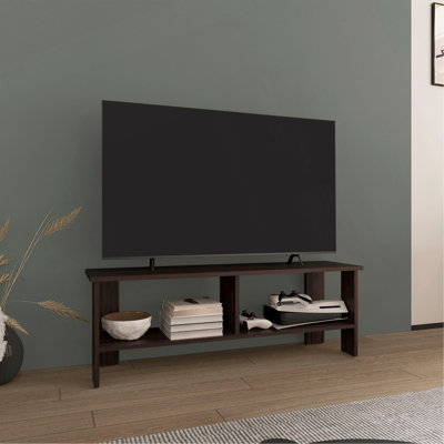 Meuble télé Mid-Century moderne, 2 tablettes