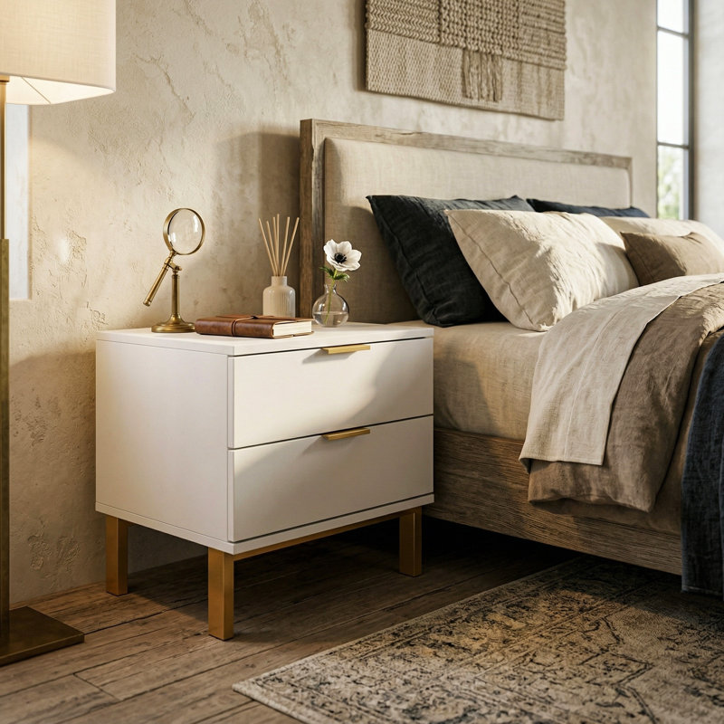 Table de chevet Juanice, Blanc