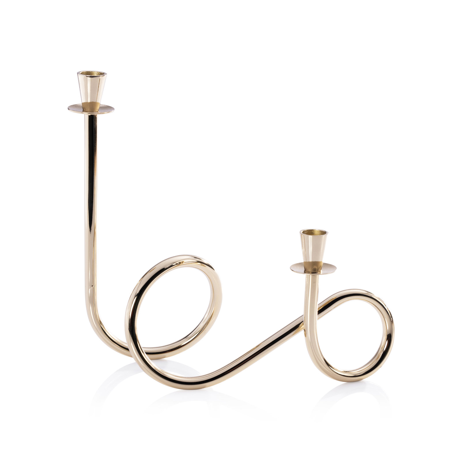 Breda 2-Tier Brass Candle Holder, Gold