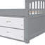 Lit plateforme simple en bois massif avec 6 tiroirs, gris et blanc