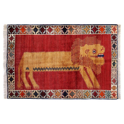 Tapis noué à la main 3 pi 5 po x 5 pi 1 po Animal