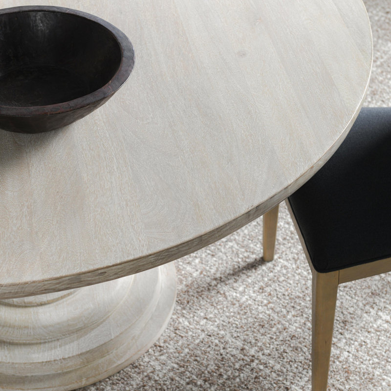 Hera Round Solid Wood Dining Table, White Washed