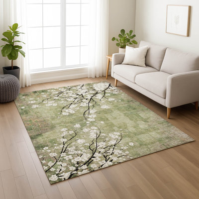 Tapis floral intérieur / extérieur lavable à la machine Brenden ACN2248