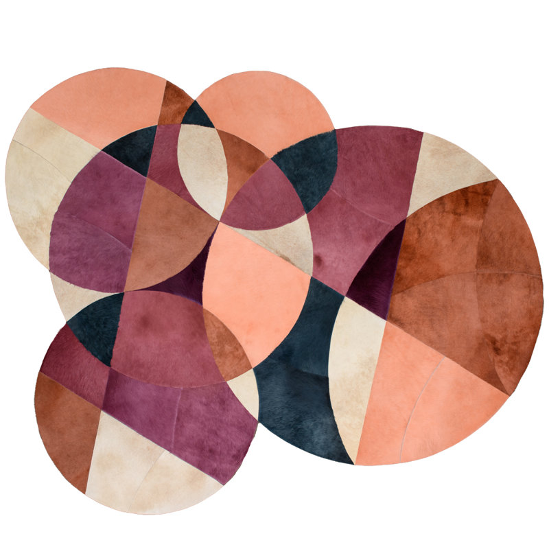 Art Hide X Greg Natale Cowhide Block Print Area Rug, Round 15'
