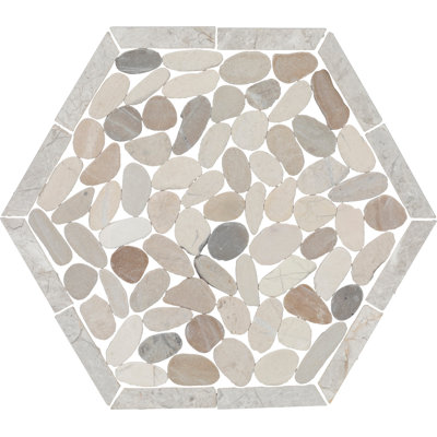 Daltile Pebble Oasis Natural Stone Framed Hexagon Pebble Mosaic 11" x 10" (11 PC per Carton) (10.88 SQFT per Carton)