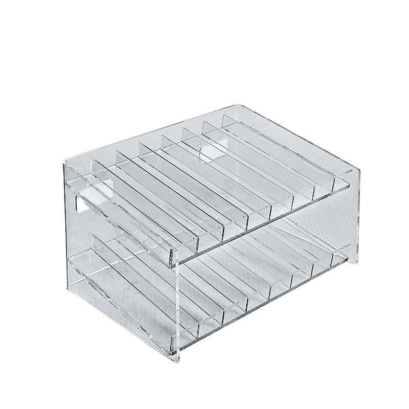 Présentoir à deux niveaux 16 compartiments, 8 pièces par niveau. Dimensions: l 12 po x P 8,5 po x H 6,5 po