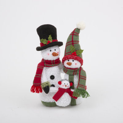 Plush Holiday Snowman Family Figurine 13"H
