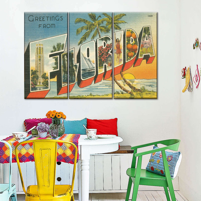 «Greetings From Florida on Canvas», ensemble de 3 pièces, H 48 po x l 74 po x P 1,25 po