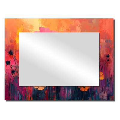 Neon Meadow In Bright Contrast Pop Art - Miroir mural Wildflowers - imprimé sur métal