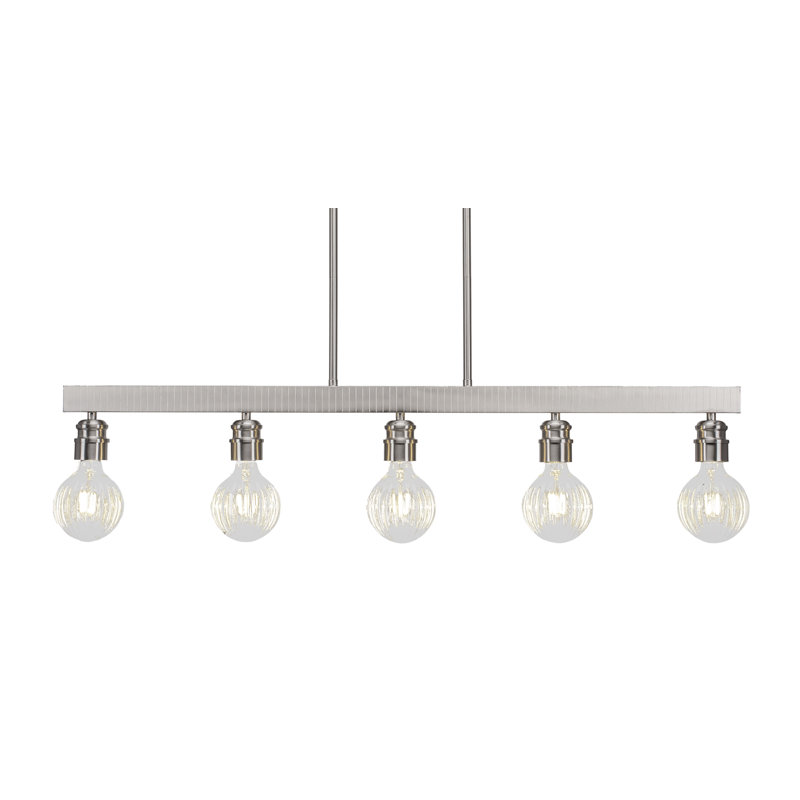 Barre d'éclairage à 5 lumières Edge avec finition nickel brossé et ampoules DEL de 4 watts