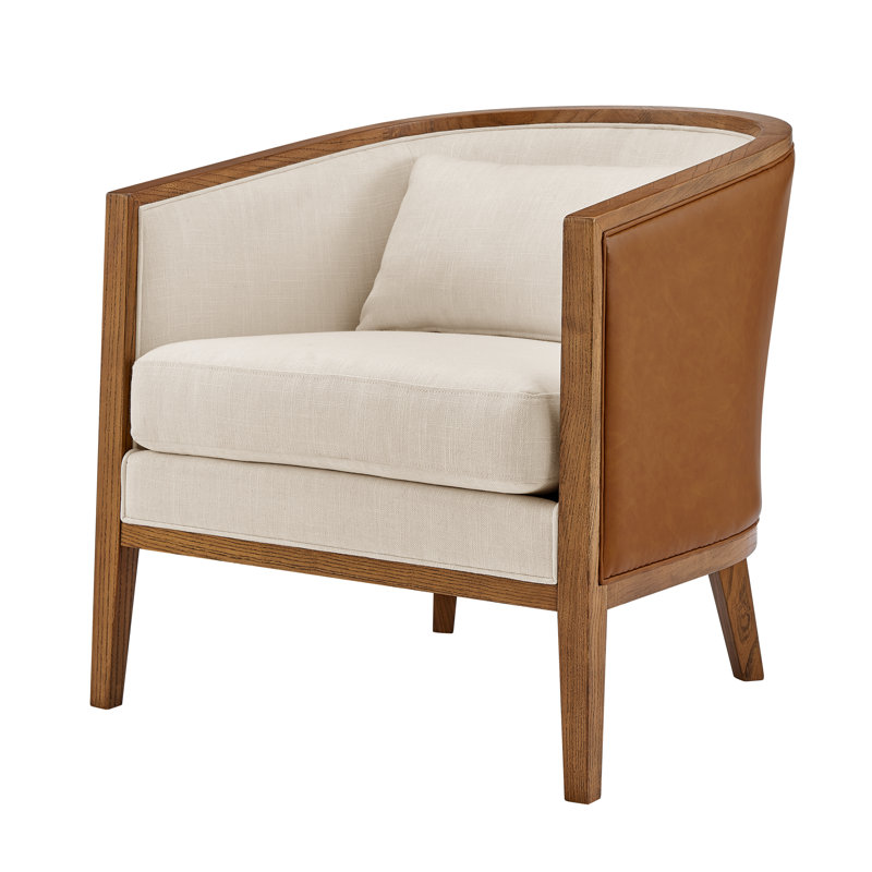 Beckner Upholstered Barrel Chair, Brown