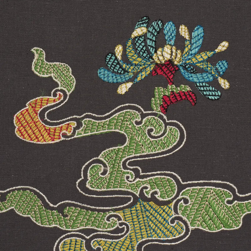Hanlun Dragon Embroidery Fabric, Charcoal