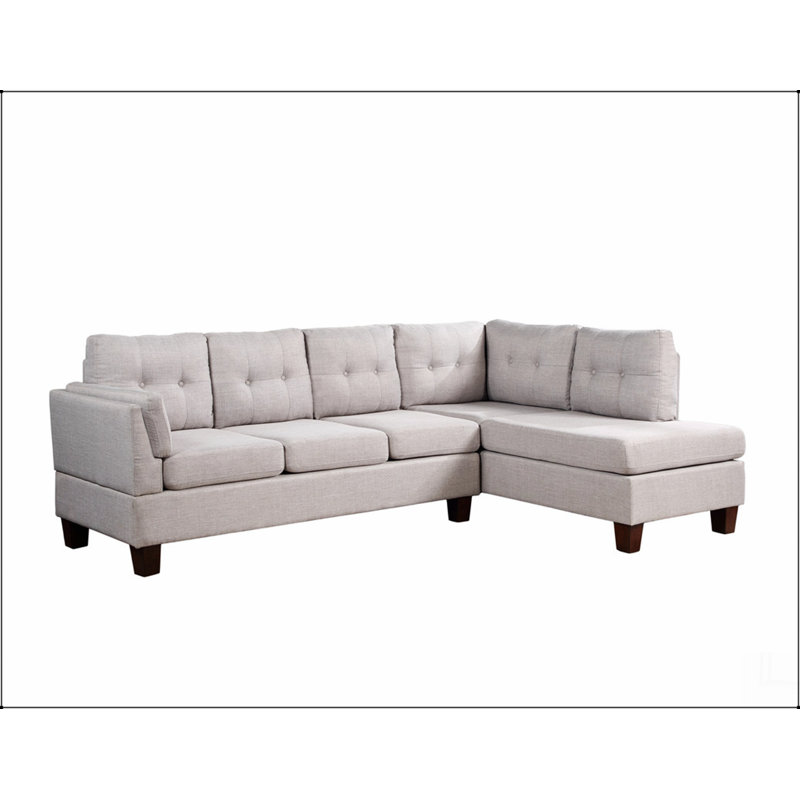 Dalia 97" Linen Modern Sectional Sofa with Facing Chaise, Right Hand Facing, Light Gray Linen