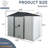 Outdoor Metal Storage Shed 8Ft X 4Ft - White & Black. Galvanized Iron Frame. Spacious For Equipment. Sloped Roof Lockable Door. Ventilated Interior. Includes Foundation, Anchors, Hooks, Shelf, Lock-125090360