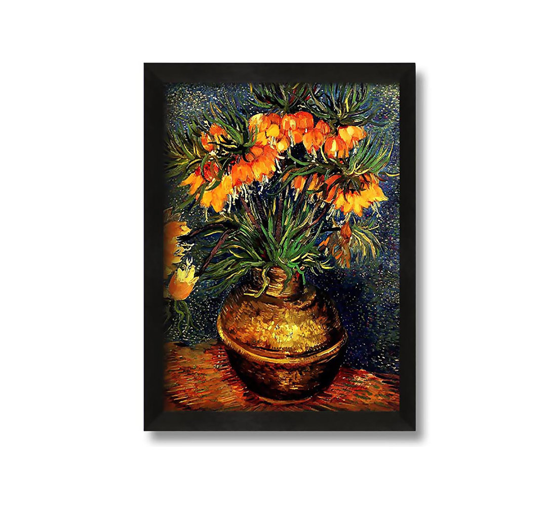 Gerahmtes Leinwandbild Fritillaries In A Copper Vase von Vincent Van Gogh