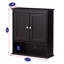 Armoire de salle de bain murale avec portes, armoire suspendue en bois avec portes et tablettes au-dessus de la toilette, armoire de salle de bain-496441936