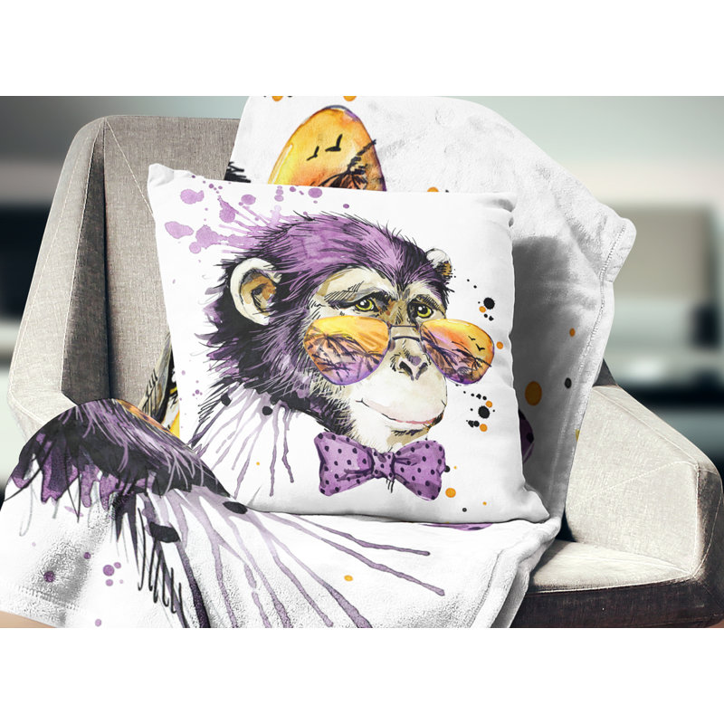 Coussin Cool Monkey - imprimé animal, 16 po x 1 po, Carré