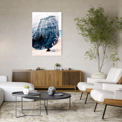 Affiche murale abstraite sans titre représentant une baleine côtière