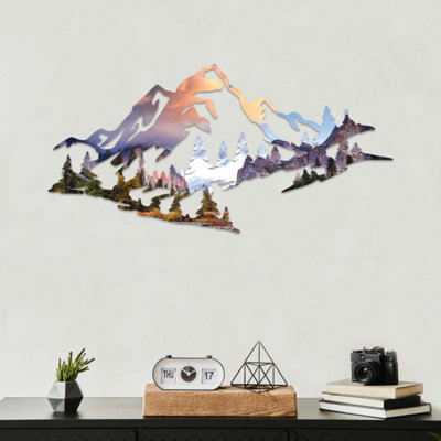 Yosemite Basin Mountain Range View Metal Wall Art - Yosemite Mountain Landscape Wall Art - Basin Valley Silhouette Design Sculpture - Rustic Outdoor Wall Hanging - Modern Industrial Metal Art - Nature Adventure Home Decor - Bold Statement Art Piece
