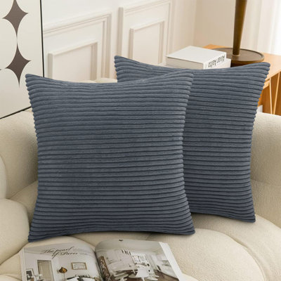 Striped Crushed Velvet Cushion Cover (Set Of 2) 