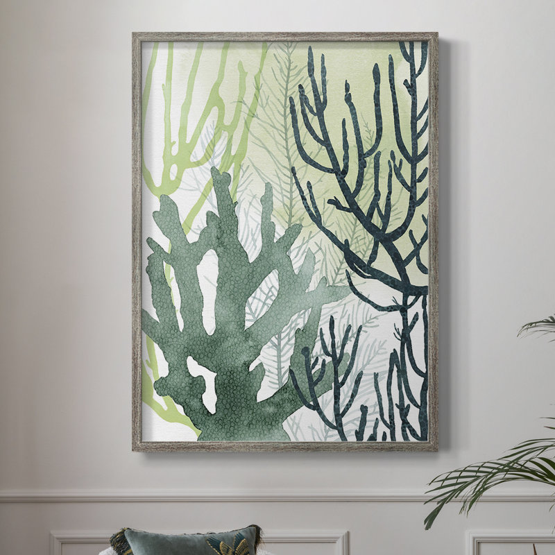 Reproduction encadrée texturée corail I - bois massif, H 11 po x l 9 po
