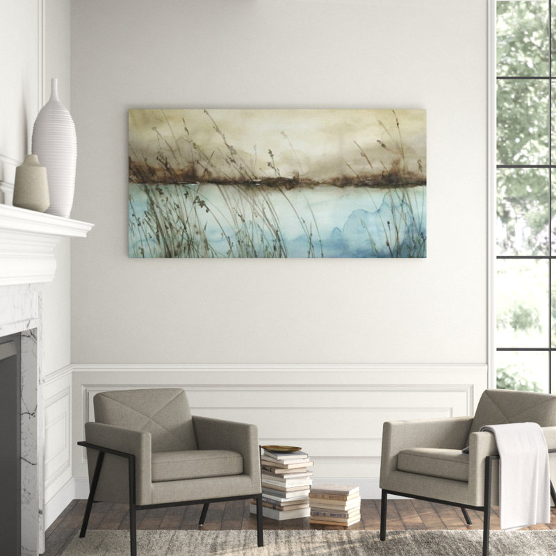 Sunset Lake Painting by Sara Brown, Knife Gel, 40" H x 80" W x 1.5" D
