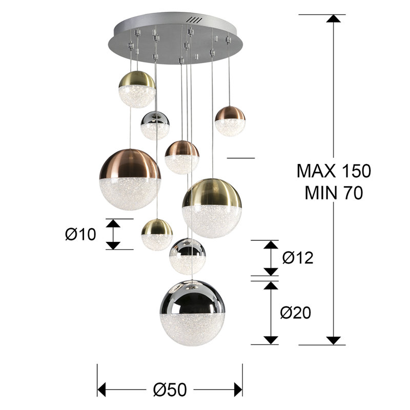 Avocet 9 - Light LED Cluster Pendant