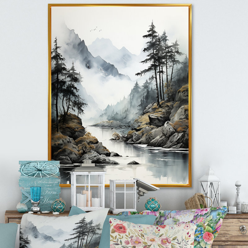 Herzl Alaska Misty Fjords I - impression, H 20 po x l 12 po x P 1 po, Cadre flottant doré